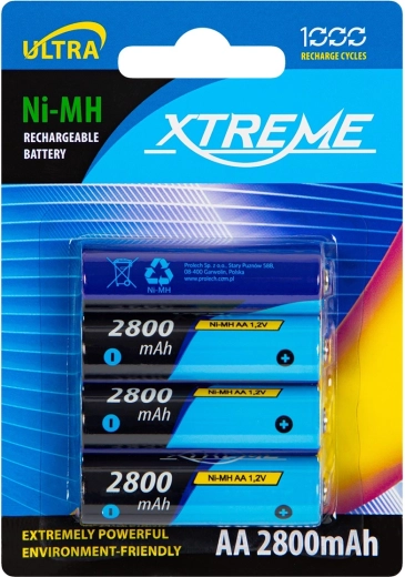 AA NiMH 2800 mAh Xtreme Rechargeable Batteries - 4 pcs