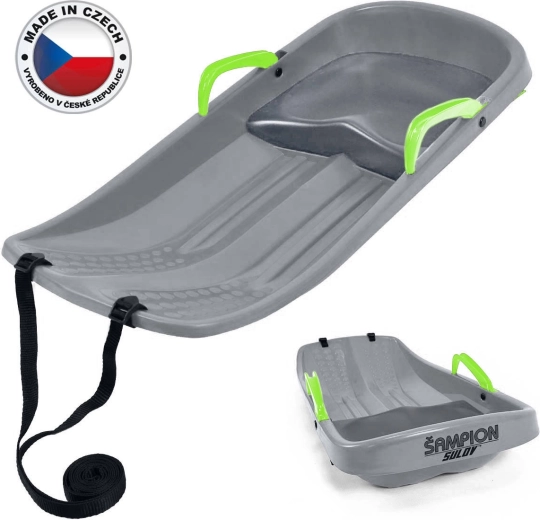 SULOV Champion kids’ snow sled with seat and strap, grey