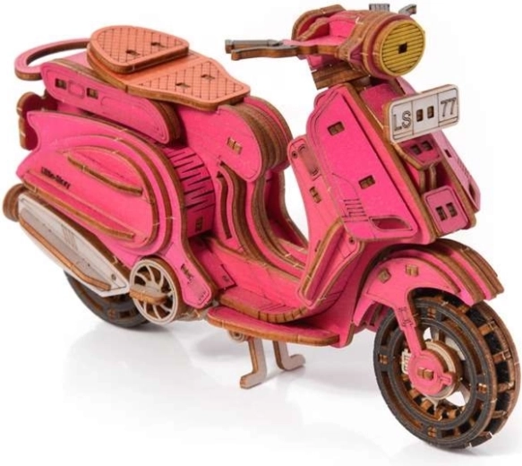 Little Story 3D lesena sestavljanka motornega kolesa Sting Scooter rožnata