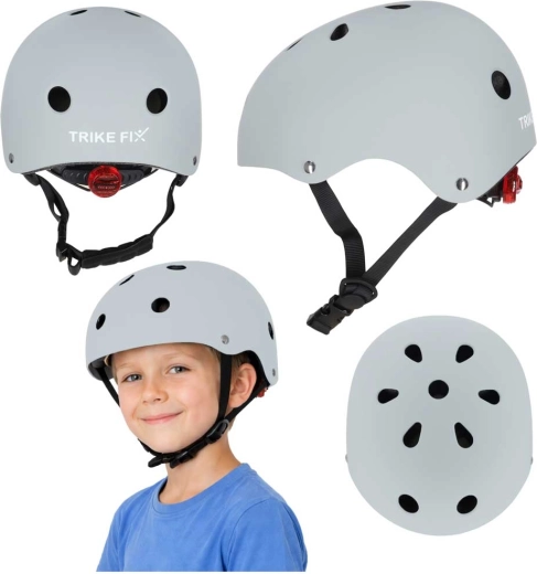 Otroška kolesarska čelada z LED, nastavljiva, velikost M (55–58 cm), temno siva