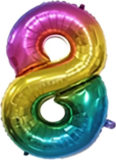 Folijski balon številka 8 mavrični 30 cm TORO