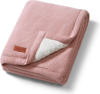 Babyono bombažna odejica s podlogo iz sherpa flisa 75 × 100 cm rožnata