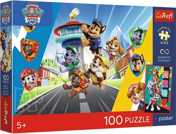 Puzzle Premium Plus Kids Tačke na patrulji – pasja pustolovščina, 100 kosov