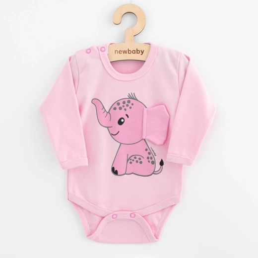 Dojenjsko bodi z dolgimi rokavi New Baby Happy Elephant rožnato 80