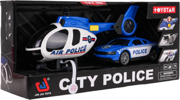 Policijski set helikopter in avto z lučmi in zvoki
