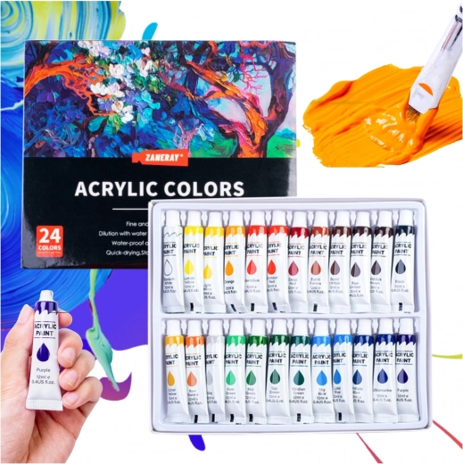 Set akrilnih umetniških barv 24×12 ml v tubah – bogato pigmentirane