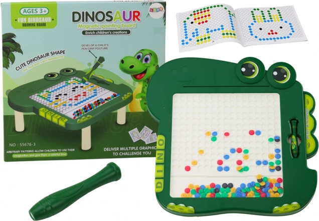 Magnetna tabla za učenje Dinozaver - Zelena z biseri