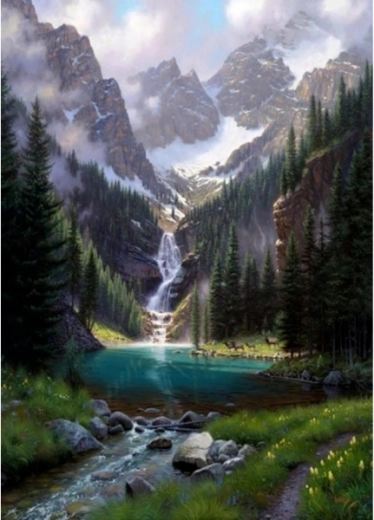 Diamantno vezenje (diamond painting) – ribnik v gorah 30 × 40 cm