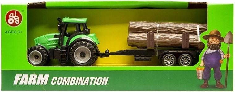 Majhen traktor s prikolico za les - 1 kos