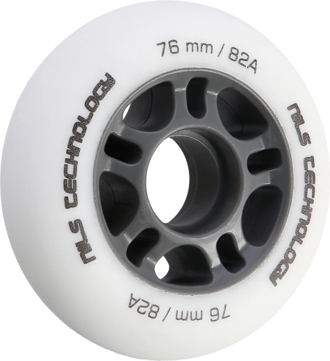 Mat kolesa za inline drsalke NILS Extreme 76 mm 82A, bela, komplet 4 kos