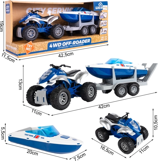 Policijski set – štirikolesnik in motorni čoln 1:16