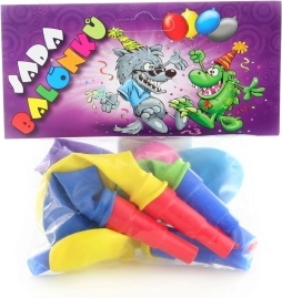 Napihljivi balončki s piščalko, set 7 kos