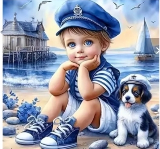 Diamantno slikanje Mali mornar 30 × 40 cm