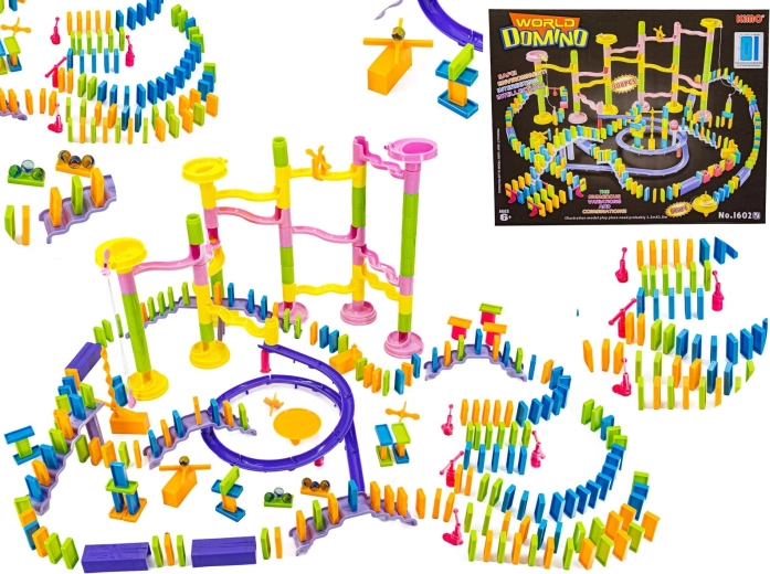 Marble run with dominoes, 308 pieces – damaged packaging, no marbles