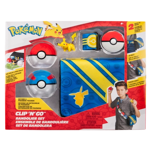 Pokémon Clip ‘N’ Go Trainer Set with Pikachu – Belt, 2 Poké Balls, and Case