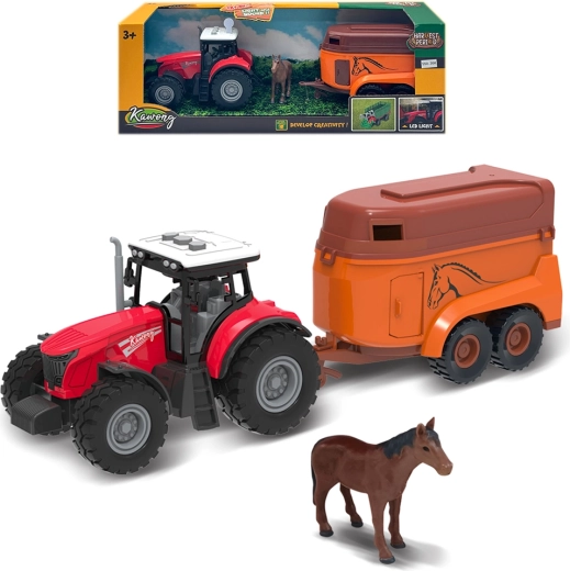 Kmečki traktor s prikolico za konja z lučmi in zvoki