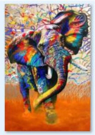 Diamantno vezenje (diamond painting) barvni slon 30 × 40 cm – 1 kos