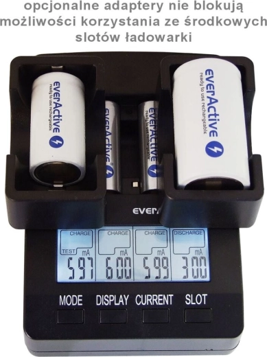 Pametni polnilec EVERACTIVE NC-3000 za AA/AAA s podporo C/D (z adapterjem)