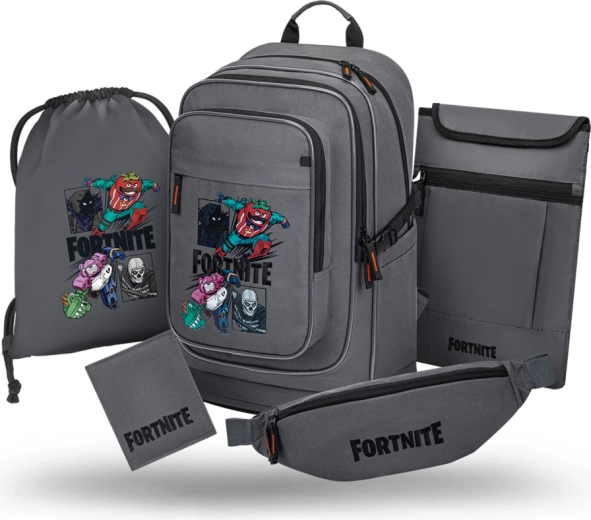Baagl šolski set 5-delni Cubic Fortnite Squad (nahrbtnik, vrečka, ledvična torbica, ovitek za prenosnik, denarnica) GRS