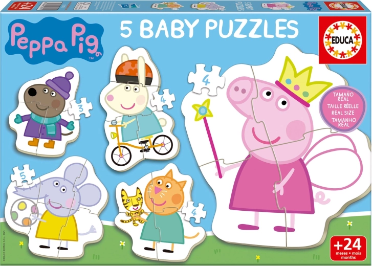 Baby puzzle Pujsa PEPPA 5v1 (3–5 koščkov)