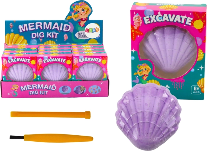 Arheološki komplet Morska deklica v školjki Dleto in čopič