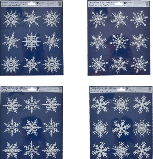 Okenska dekorativna folija z bleščečimi snežinkami 24 × 27 cm (4 različice)