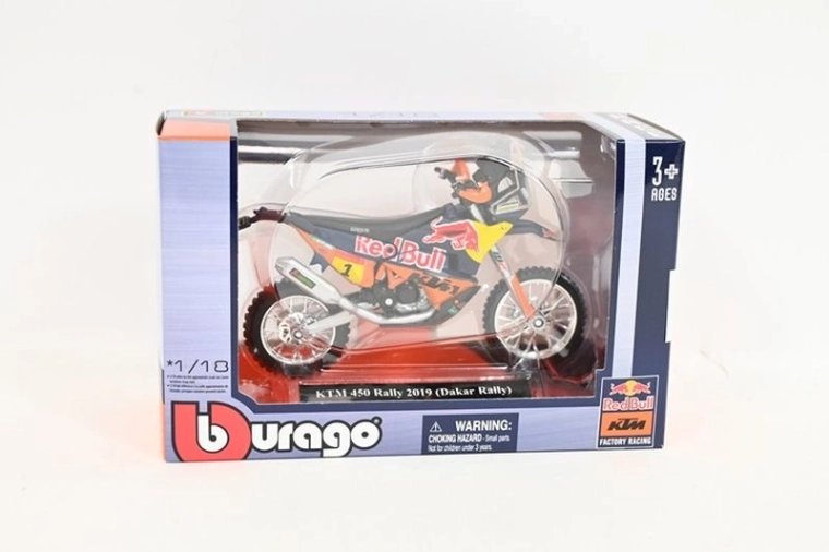 Bburago 1:18 Red Bull KTM 450 Rally Dakar 2019 (startna številka 1) – model motocikla