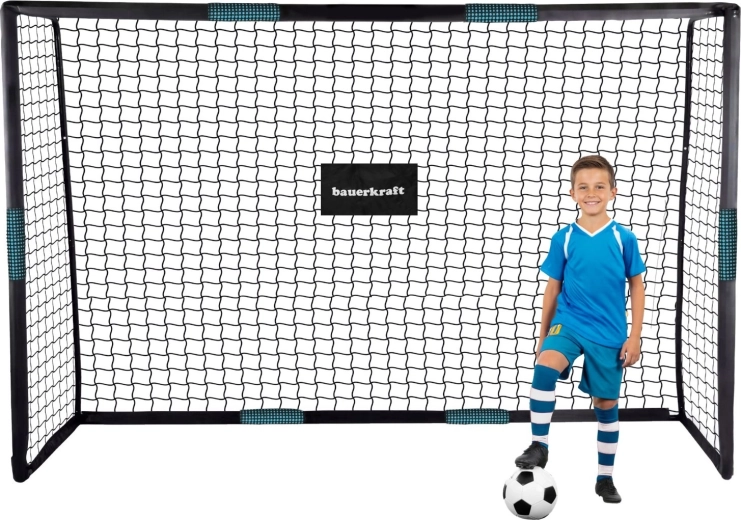 Kovinska nogometna branka Bauerkraft z mrežo 300 × 200 × 120 cm črno-modra