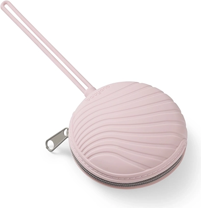 Babyono silicone pacifier case with zipper, pink