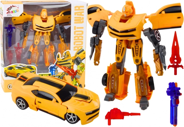 Rumeni transformirajoči se robot 2 v 1 s športnim videzom