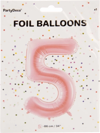 Folijski balon številka 5 roza 86 cm