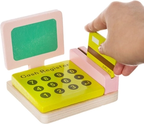 Cash register, scanner and card payment for playing shopkeeper