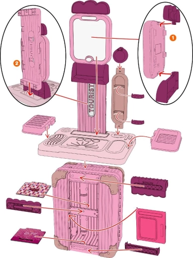 A suitcase that transforms into a salon