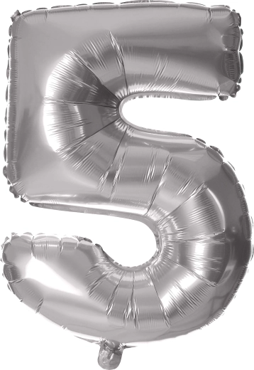 Folijski balon številka 5, 30 cm, srebrn TORO