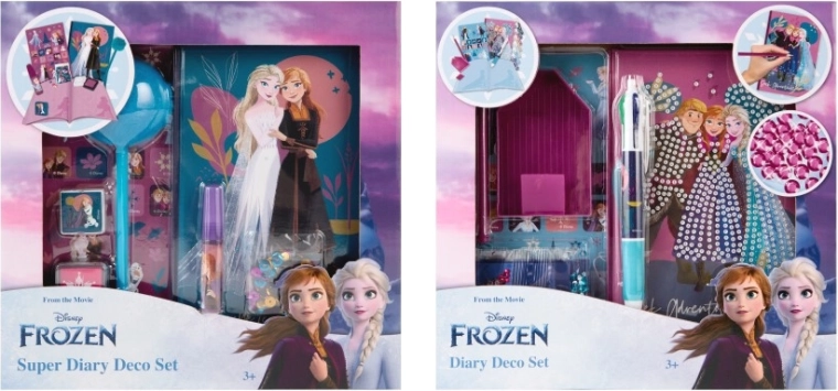 Dekorativni dnevniški set DISNEY FROZEN – dnevnik, nalepke in dodatki