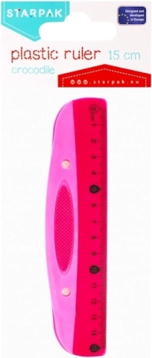 Rožnato plastično ravnilo 15 cm