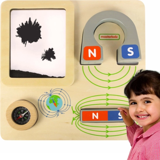 Lesena izobraževalna magnetna tabla s kompasom Masterkidz