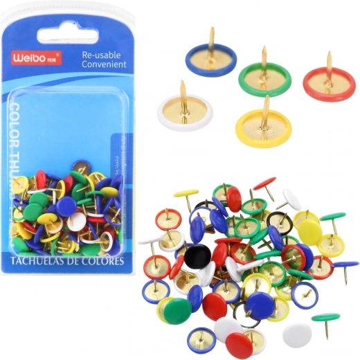 Set barvnih bucik s ploščato glavico, 90 kosov