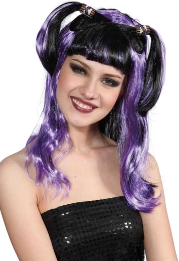 Purple-black carnival wig for adults - 1 piece