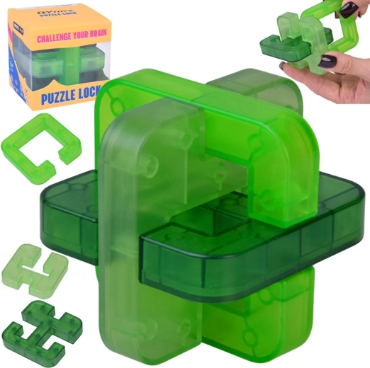 Logična 3D miselna igra Puzzle Lock – zelena kocka
