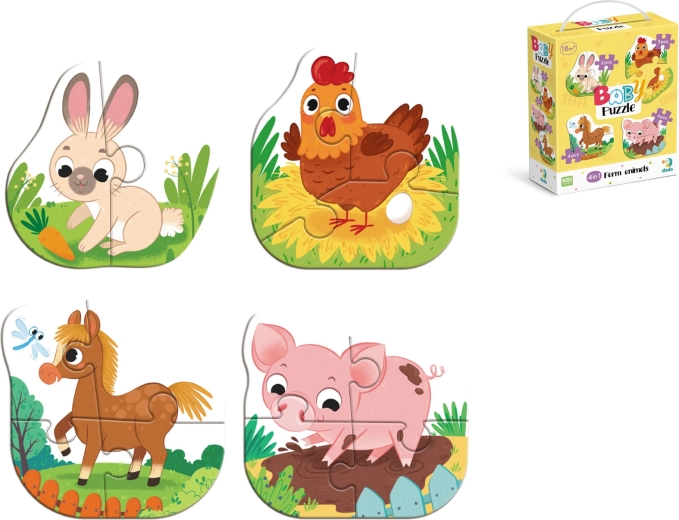 Children’s farm animal puzzle – 4 pictures, 13 pieces