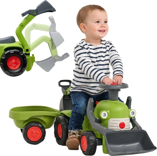 Falk otroški poganjalni traktor CLAAS s nakladalnikom in prikolico