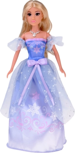 Gibljiva lutka v bleščeči plesni obleki