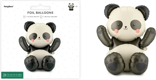 PartyDeco folijski balon Panda 68 × 72 cm
