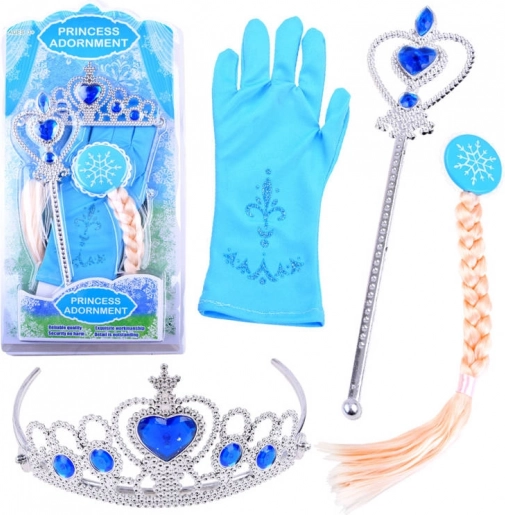 Čarobni princeskin set s krono, paličico, kitko in rokavičko – Rdeča