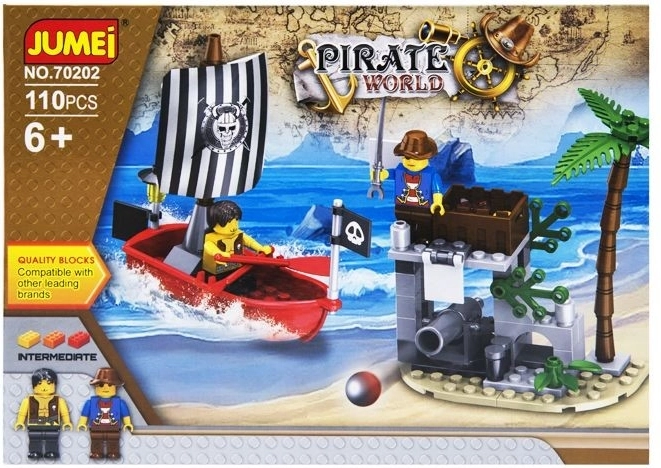 Gradbeni set Jumei Pirate World 110 delov, piratska ladja in stražni stolp - 1 kos