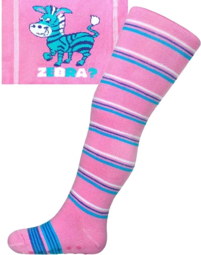Bombažne hlačne nogavice z ABS New Baby rožnata zebra s črtami vel. 104–110