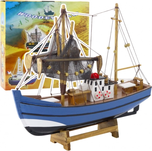 Model dekorativnega ribiškega čolna modri 30x26 cm
