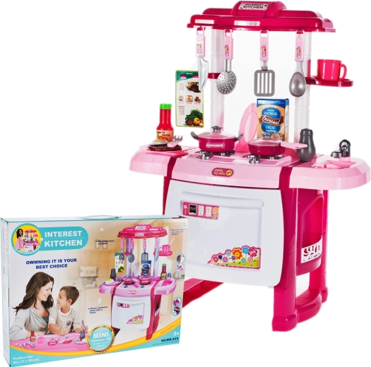 Pink children's kitchen with lights and sounds