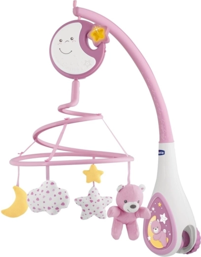 Chicco Next2Dreams 3v1 glasbeni vrtiljak za posteljico z nočno lučko rožnat 0m+